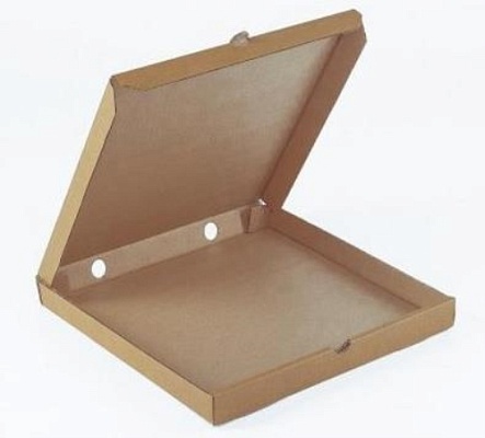 Коробка картонная для пиццы 340х340х40мм профиль Т-11-Е микрогофрокартон КТК, макулатура цвет Серый/Бурый (х1/50)