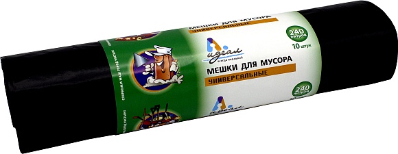 Мешки мусорные ПВД 240л 88x140см (50) В рулонах (по 10 шт) Идеал (х1/10) [упаковка]