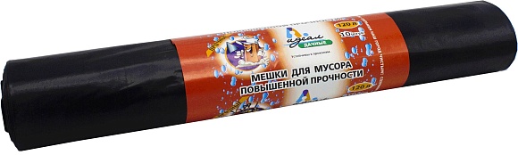 Мешки мусорные ПВД 120л 70x110см (55) В рулонах (Дачные, по 10 шт) Идеал (х1/15) [упаковка]